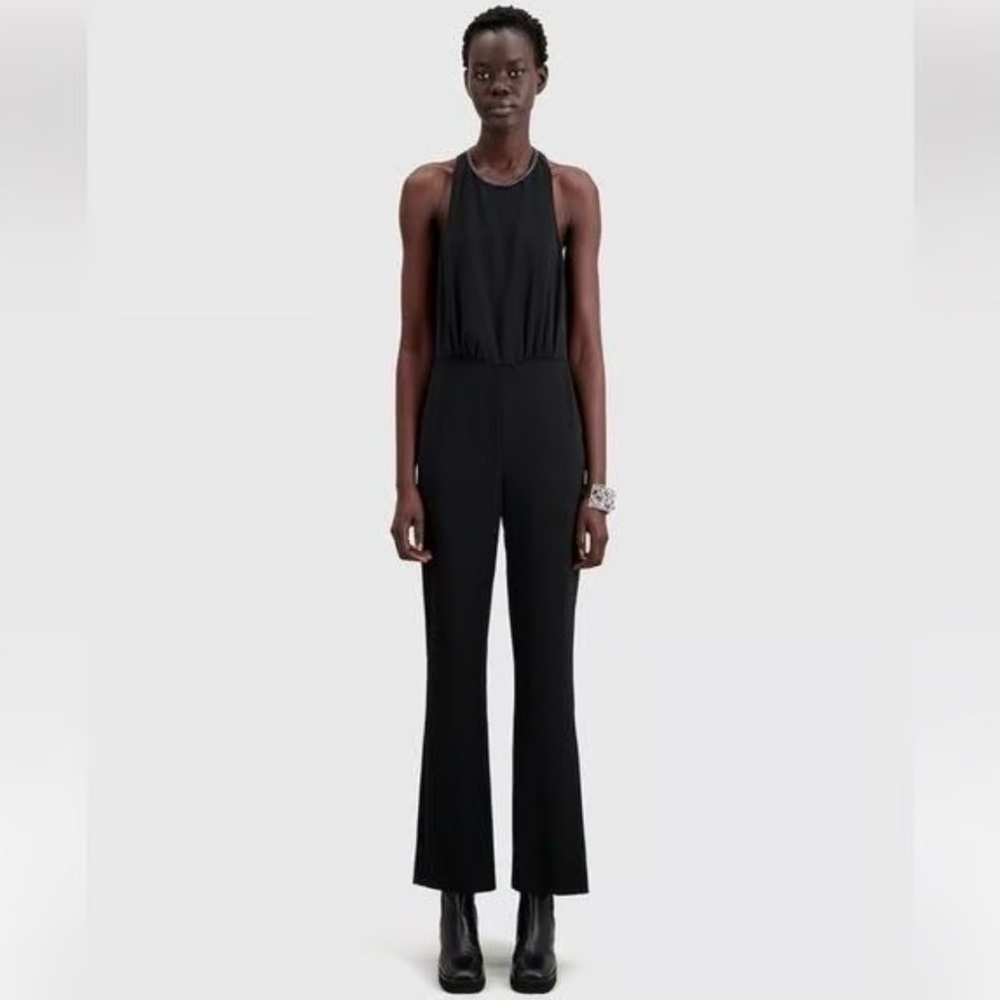 The Kooples Minimalist Halter Chain Jumpsuit Wide Leg NWT